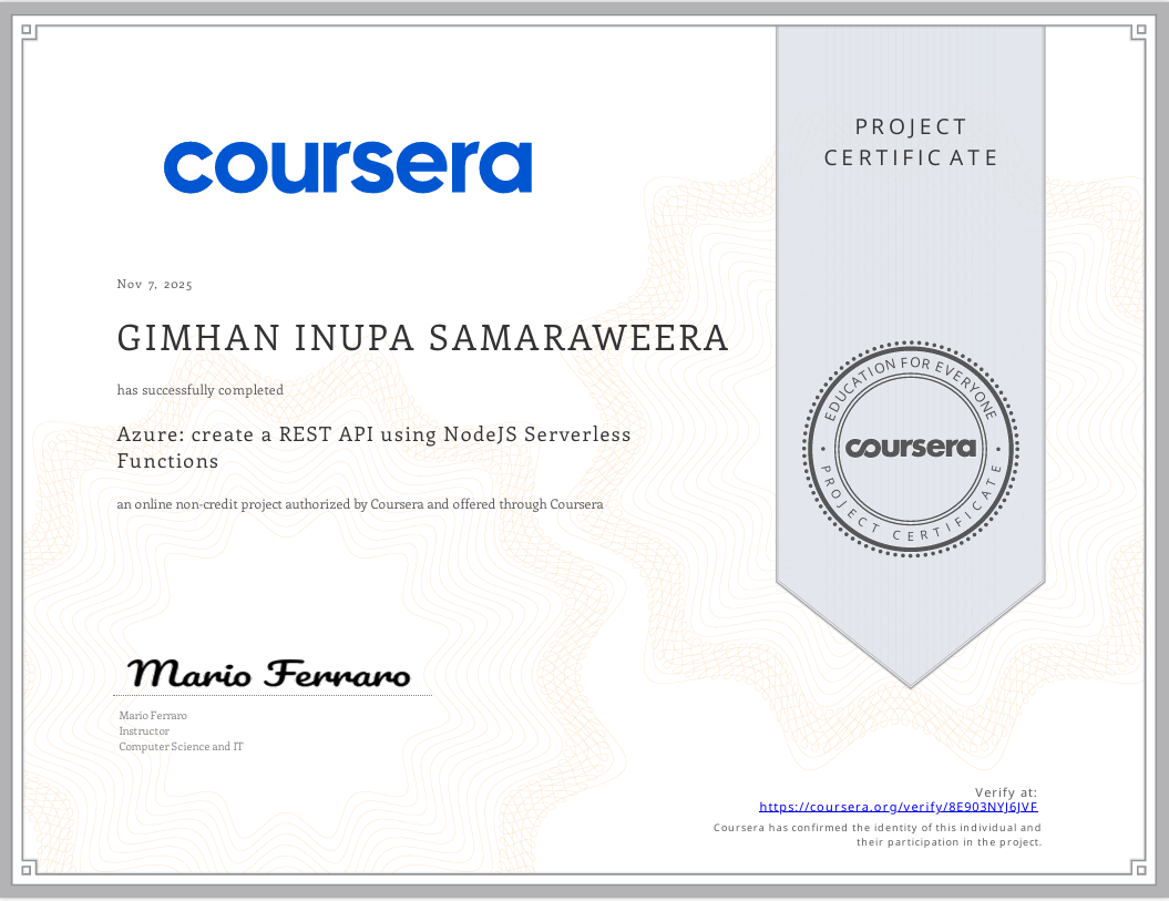 Azure create a REST API using NodeJS Serverless Functions